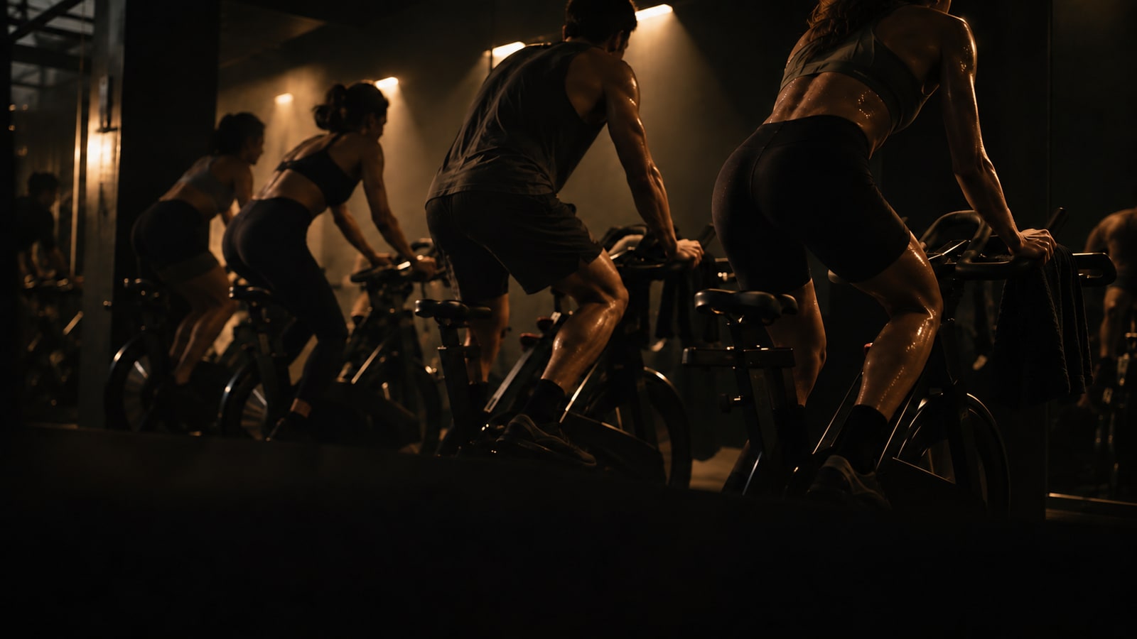 A class at KIN, the made-up studio we use as the fitness example.